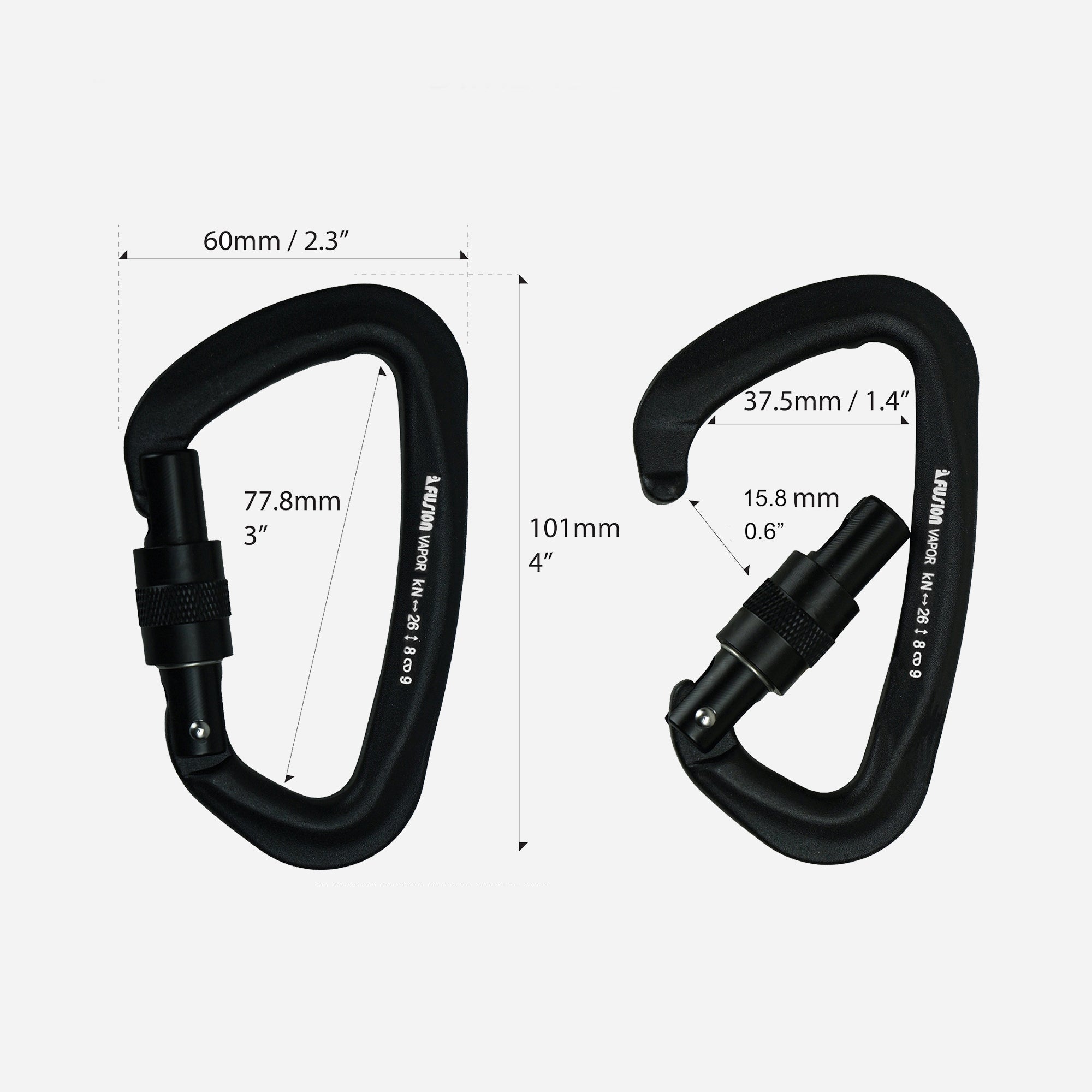 Vapor IV Aluminum - Screw Gate Carabiner - Black