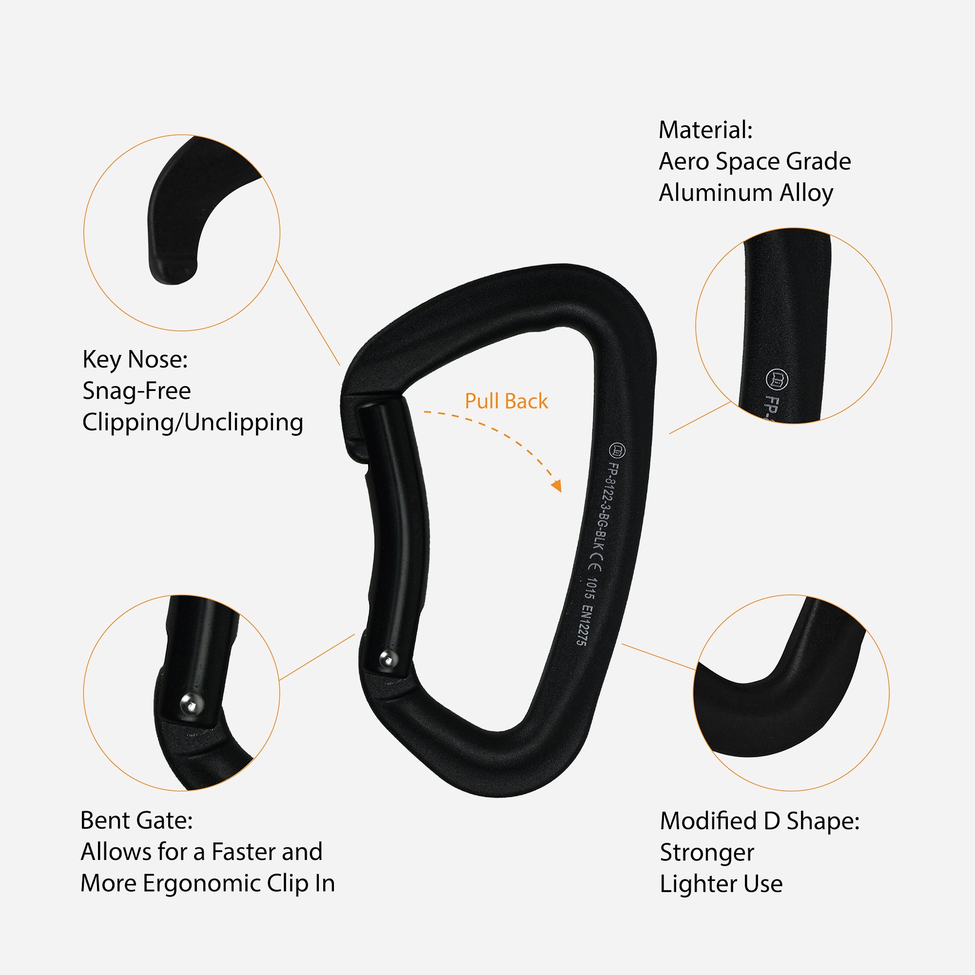 Vapor IV Aluminum - Bent Gate Carabiner - Black